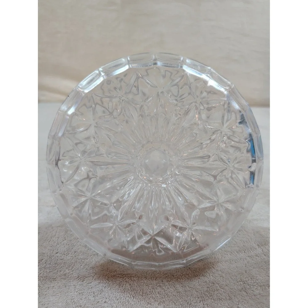 Vintage Cut Lead Crystal Ships Decanter with Faceted‎ Ball Stopper Clear Glass
